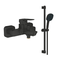 Змішувач для ванни Grohe Cubeo, Душовий гарнітур Grohe Tempesta Cube 110, 2 режими, чорний матовий (1018132430_267482433)