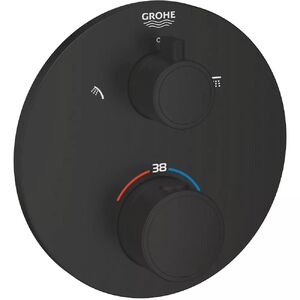купить Термостат для душу Grohe Grohtherm з перемикачем на 2 положення верхній/ручний душ, чорний матовий (1022082430) недорого