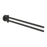 Тримач для рушників Grohe Essentials 439 мм подвійний, поворотний, приховане кріплення, чорний матовий (1024672430)