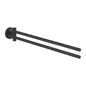 купить Тримач для рушників Grohe Essentials 439 мм подвійний, поворотний, приховане кріплення, чорний матовий (1024672430) недорого
