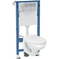 Комплект інсталяції Geberit Duofix PRO 20 з клавішею Delta 12, хром + унітаз з сидінням Kolo, білий (118.315.21.3)