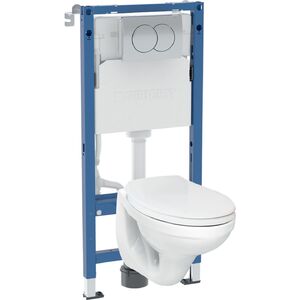 купить Комплект інсталяції Geberit Duofix PRO 20 з клавішею Delta 12, хром + унітаз з сидінням Kolo, білий (118.315.21.3) недорого