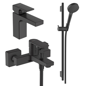 купить Набір змішувачів Hansgrohe EcoSmart для ванни Vernis Shape MB 100 (71561670+71450670+26423670), чорний матовий (20230003) недорого