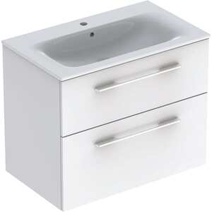 купить Комплект тумби з умивальником Geberit Selnova Square slim rim, 80х50, з шафкою, два ящики, білий (501.240.00.1) недорого