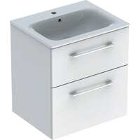 Комплект тумби з умивальником Geberit Selnova Square slim rim, 60х50, з шафкою, два ящики, білий (501.236.00.1)