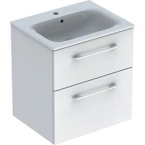 купить Комплект тумби з умивальником Geberit Selnova Square slim rim, 60х50, з шафкою, два ящики, білий (501.236.00.1) недорого