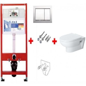 купить TECE 9400006 + DURAVIT 2562090000 + 0020790000 DURASTYLE RIMLESS Унитаз с инсталляцией подвесной крышка Softclose недорого