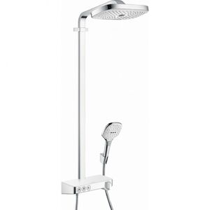 купить Душова система Hansgrohe Raindance Select E Showerpipe 300 2jet EcoSmart з термостатом 9 л / хв, білий / хром (27283400) недорого