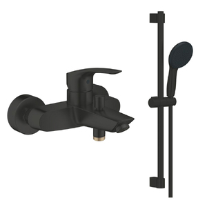 купить Змішувач для ванни Grohe Eurosmart New одноважільний, Душовий гарнітур Grohe Tempesta 110, 2 режими, черний матовий (333002433_261622433) недорого