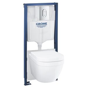 купить Комплект унітаза підвісного з інсталяцією Grohe Solido 5 в 1 із овальною кнопкою, хром (39536000) недорого