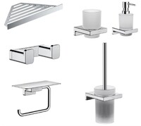 Hansgrohe Addstoris 41202300 Аксесуари для ванної кімнати, комплект 6 в1 скло, хром