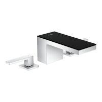 Змішувач для умивальника AXOR MyEdition 70 Chrome на 3 отвори з накладкою, хром/чорне скло (47050600)