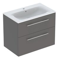Комплект вбудованого умивальника Geberit Selnova Square slim rim, з шафкою, два ящики: B1=78.8см, лава (501.241.00.1)