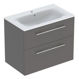 купить Комплект вбудованого умивальника Geberit Selnova Square slim rim, з шафкою, два ящики: B1=78.8см, лава (501.241.00.1) недорого