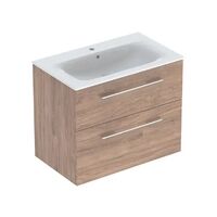 Тумба з вбудованим умивальником Geberit Selnova Square slim rim, два ящики, 78.8 см (501.242.00.1)