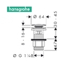 Hansgrohe 50105000 Донный клапан для раковины с переливом Push-open