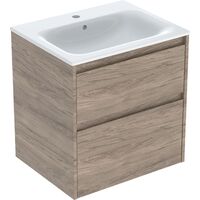 Комплект вбудованого умивальника Geberit Selnova Square slim rim, з шафкою, два ящики: 60x62 см (504.138.JR.1)