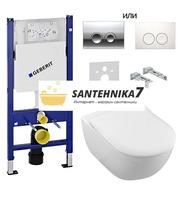 Villeroy&Boch 5614R201 + 458.161.21.1 GEBERIT Subway 2.0 Унитаз подвесной с крышкой Soft Close Slimseat тонкая 458.121.21.1 комплект 4 в1