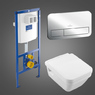 VILLEROY & BOCH 5685H101 + 92246100 + 92249061 Omnia Architectura Унитаз Подвесной с крышкой Soft Close ViConnect Комплект инсталляции для унитаза ViConnect E200 Клавиша хром