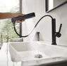 Змішувач для умивальника Hansgrohe Finoris 230 з висувним носиком 2JET та д/к push-open, чорний матовий (76063670)