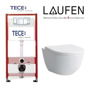 купить LAUFEN 8.2096.6.000.000.1 + 8.9395.6.300.000.1 + 9400005 TECE PRO Унитаз Подвесной Rimless без ободка сиденье с крышкой SOFT CLOSE + TECE Комплект 4-в-1 9.400.005 недорого