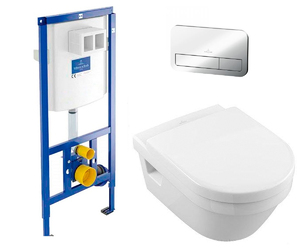 купить VILLEROY & BOCH 5684HR01 + 92246100 + 92249061 Omnia Architectura Directflush Унитаз Подвесной с крышкой Soft Close  ViConnect Комплект инсталляции для унитаза ViConnect E200 Клавиша хром недорого