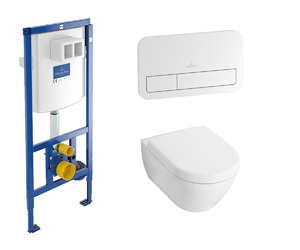 купить VILLEROY&BOCH 92246100 + 92249061 + 56001001 + 9M68S101 SUBWAY 2.0 Унитаз Подвесной + Крышка Soft Closing Slimseat + ViConnect Комплект инсталляции для унитаза + ViConnect E200 Клавиша Хром недорого