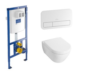 купить Villeroy&Boch 92246100+92249061+5614R001+9M68S101 Унитаз подвесной SUBWAY 2.0 Directflushс Крышкой Soft Clouse + ViConnect Комплект инсталляции для унитаза ViConnect E200 Клавиша Хром недорого
