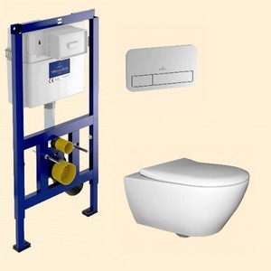 купить Vileroy&Boch 92249061 + 5614R001 Унитаз подвесной SUBWAY 2.0 Directflush с крышкой Soft Clouse Slimseat+92246100 ViConnect Комплект инсталляции для унитаза+92249061 ViConnect E200 Клавиша хром НОВАЯ! недорого
