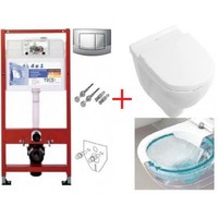 Вилерой енд Бош 9400005 + 5660HR01 Villeroy&Boch O.NOVO Direct Flush унитаз подвесной с крышкой soft-close в одной коробке + Комплект TECEbase kit 4в1
