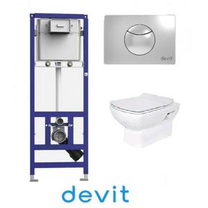 купить DEVIT 3120123 + 90.210 Comfort Акционный Набор Инсталляции с унитазом крышка SoftClose тонкая недорого