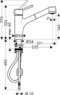 Hansgrohe 32841000 Talis Смеситель для кухни однорычажный с выдвижным душем 1/2 хром