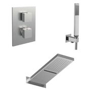 Душова система Paffoni з термостатом, ручним та верхнім душем CASCADE, сталевий (KIT CASCADE099ST)