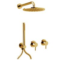 Душовий комплект Paffoni, з ручним та верхнім душем, Brushed Honey Gold PVD (KITLIG010HGSP70)