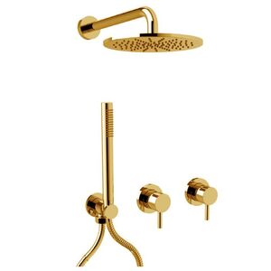 купить Душовий комплект Paffoni, з ручним та верхнім душем, Brushed Honey Gold PVD (KITLIG010HGSP70) недорого