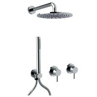 Душовий комплект Paffoni, з ручним та верхнім душем, Steel Looking (KITLIG010ST70)