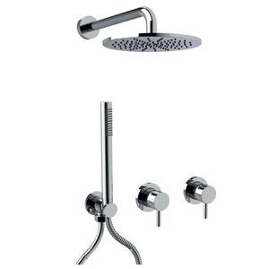 купить Душовий комплект Paffoni, з ручним та верхнім душем, Steel Looking (KITLIG010ST70) недорого