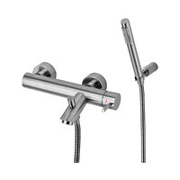 Змішувач для ванни/душу з душем Paffoni Light, Steel Looking (LIG023ST)