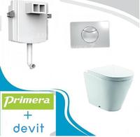 Primera 8290020 + Devit 70.445 Topic Унітаз Приставний з Бачком Прихованого Монтажу в Комплекті сидіння Soft Close + Клавіша Хром Глянець
