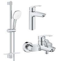 Комплект змішувачів для ванної Grohe Eurosmart 3в1, без донного клапана, хром (Ua123246M3)
