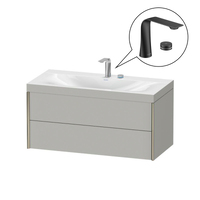 Тумба підвісна з умивальником Duravit XViu 100x50.3x48 см, White Super Matt + Змішувач для умивальника електронний Duravit D.1, чорний матовий (XV4616EB284C_D11100008046)