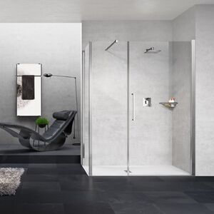 купить Душова кабіна кутова Novellini Young, двері + бічна панель, 120х90, скло-Clear, профіль-хром (Y2GFL117-1K + Y2F1B89-1K) недорого